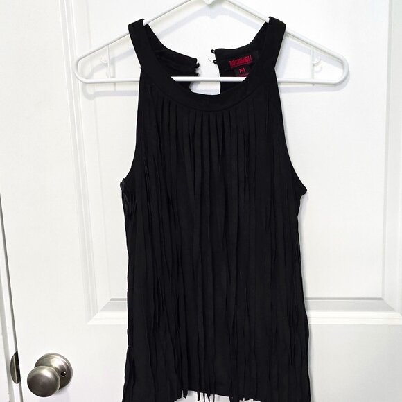 Rock & Roll Cowgirl Tank Top Faux Leather with Fringe Size Medium - Picture 1 of 9